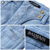 Balmain 5145 136N C3010 Women's Blue Slim Biker Pants 141451931 [P]