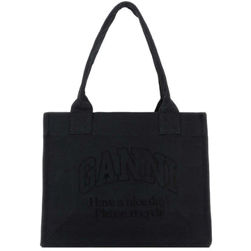 GANNI Logo Stickerei Tragetasche Schwarz A5577 252 72772498