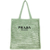 Prada Logo Embroidered Crochet Tote Bag Mint Green 1BG393 2C2T F0934 72772467 [P]