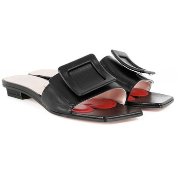 ROGER VIVIER Curved Covered Buckle Mule Schwarz B999 58376317