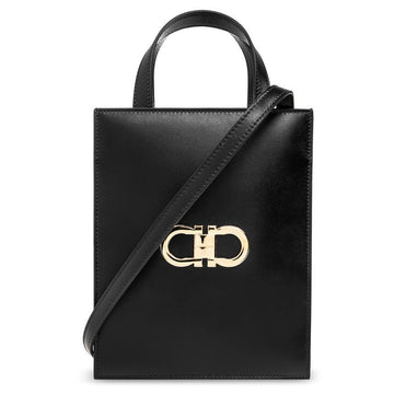 SALVATORE FERRAGAMO Doppelte Gancini Mini Tote/Crossbody Tasche Schwarz 21-8358 0771687 72772448