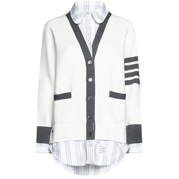 THOM BROWNE Diagonal Oxford Layered Shirt Jacket FKC534A Y3007 100 60668806