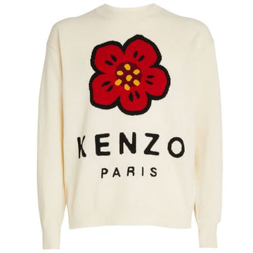 KENZO Damen Blumenlogo Wollstrickpullover Ivory 2PU344 3LD 02 58155878
