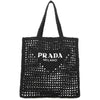 Prada Logo Embroidered Crochet Tote Bag Black 68626907 [P]