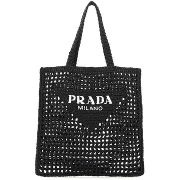 PRADA ロゴ刺繍クロシェトートバッグ ブラック 1BG393 2C2T F0002 68626907