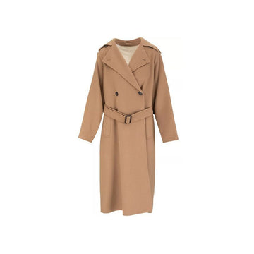 MAXMARA コバルト ベルト付き ウールコート キャメル 2350110137 058 59940762