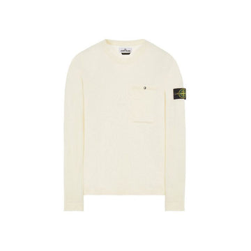 STONE ISLAND Streifen Wappen Tasche Strickpullover Elfenbein 7615517B8 V0099 52683332