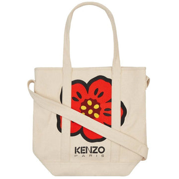 KENZO Bok Flower Logo Stickerei Tote Bag Écru 5SA901 F34 03 59864093