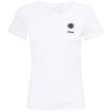 CHLOE Logo besticktes T-Shirt Weiß CHC23UJH05880 101 51453002