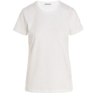MONCLER Damen Logo Rundhals T-Shirt Weiß 8C732 00 V8058 033 55134292