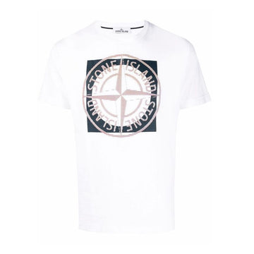 STONE ISLAND Kompass Logo Druck T-Shirt Weiß 76152NS93 V0001 51340752