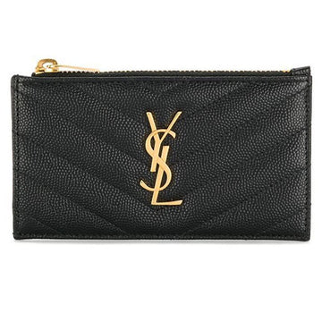 SAINT LAURENT Quilted Geldbörse mit Münzfach in Schwarz 607915 BOW01 1000 56954462