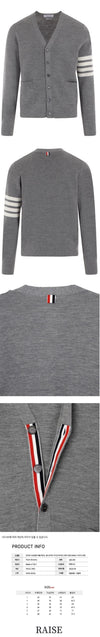 THOM BROWNE Schräg Waffel Merino Wolle V-Ausschnitt Strickjacke 055 56656661 [P]