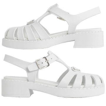 PRADA Dreieck Logo Schnalle Sandalen Bianco 1X857M 3LKK F0009 46155592