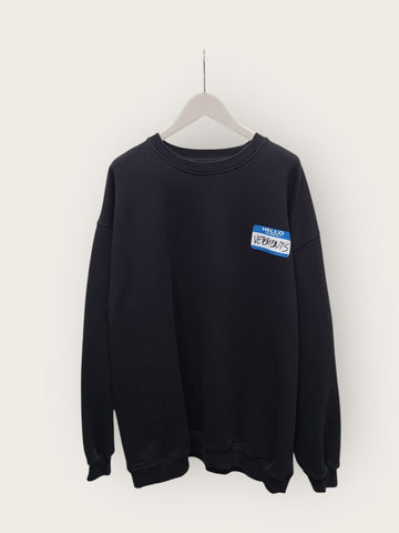 VETEMENTS Schwarzes Hello Name Tag Drucklogo Sweatshirt 44457938
