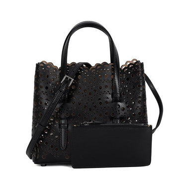 ALAIA Tote Bag 20 mit Wellenmuster in Schwarz 76079774