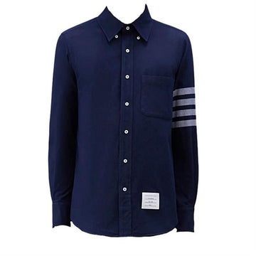 Thom Browne Solid Flannel Shirt with 4 Bar Name Tag Straight Fit MWL272A 05245 415 141551194