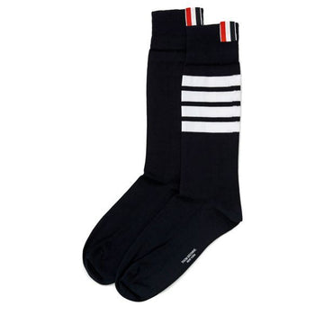THOM BROWNE ネイビー サイドライン ミディ ソックス 25FW 01690 415 141577643