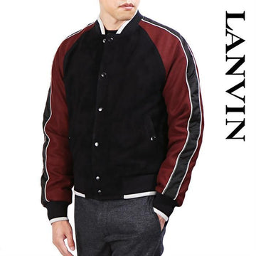 Lanvin Suede Lambskin Piping Baseball Jacket RMLF0011A16 1030 141601948