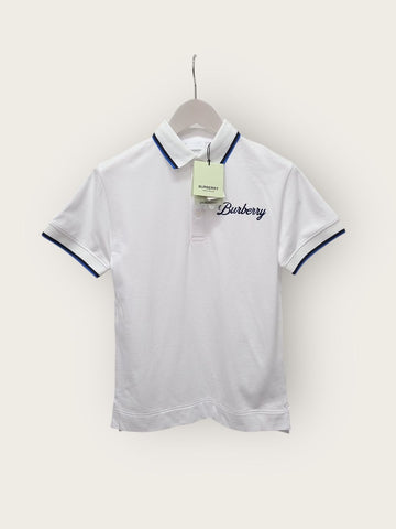 BURBERRY Weiße Kinder Logo Streifen Druck Polo T-Shirt 141614983