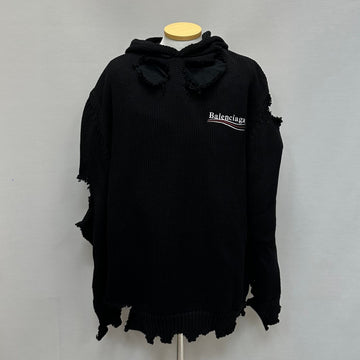 Balenciaga Political Campaign Distressed Knit Hoodie (Size 105 110) 141618955