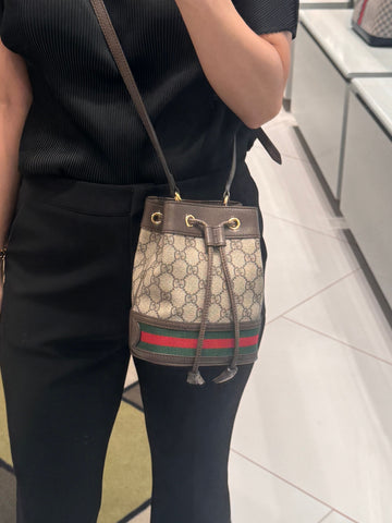 Gucci Ophidia GG Mini Bucket Bag Beige Ebony 550620 141704205