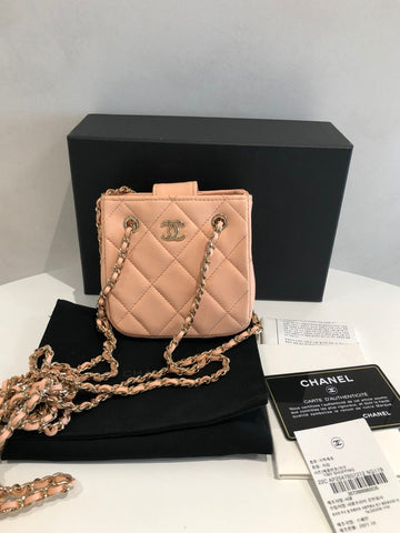 CHANEL ダブルチェーンミニクロスバッグピンク ap2547 141707264