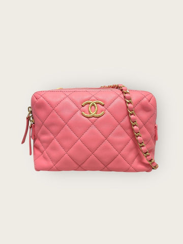 CHANEL Pink Bowling Calfskin Mini Crossbody Bag 141812578