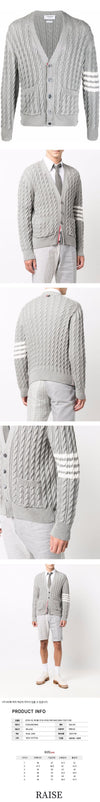 THOM BROWNE ケーブルカーディガンライトグレー MKC396A Y3017 055 48463399 [P]