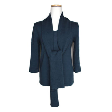 OTHER BRAND Navyblauer Wollkaschmir-Tie-Nack Pullover 44 141913996