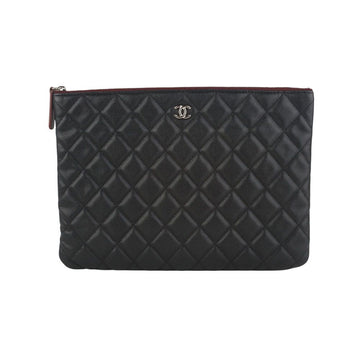 CHANEL A82545 キャビア ポケット クラッチバッグ シルバー ニューミディアム 35550-1 141930807