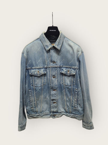 BALENCIAGA Vintage Waschung Multi-Logo Denim Jacke 34 58471572
