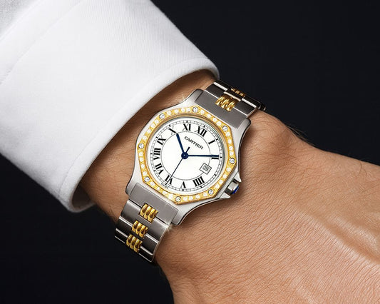 Cartier Santos Octagon Automatic Unisex Bezel Diamond Combo Steel Watch 12345 111129849