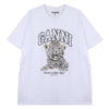 GANNI Weißes Basic-Jersey-Leopard-Relaxtes T-Shirt 141983379 [P]