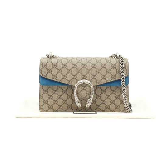GUCCI GG スプリーム キャンバス ブルー スエード ディオニソス スモール チェーン ショルダーバッグ 400249 142117816
