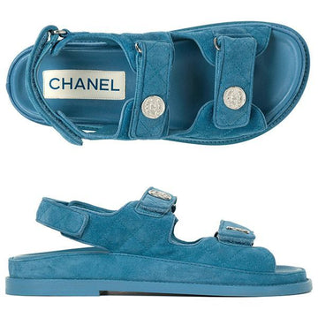 CHANEL Blue CC Velcro Strap Sandal G35927 65276138
