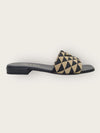 PRADA Dreieckslogo Schwarz Beige Stoff Slide Slipper 142146121 [P]
