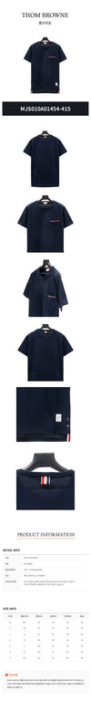 THOM BROWNE Mittelschwere Jersey Baumwolle T-Shirt mit Pocket Trim MJS010A 01454 415 142313630 [P]