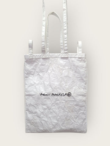 Maison Margiela White Lettering Logo Coated Tote Bag 63955202