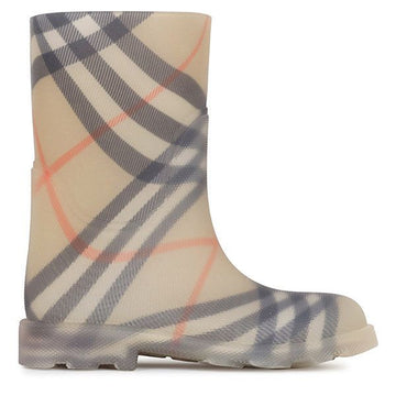 BURBERRY KIDS サンド チェック ラバー マッシュ ハイ ブーツ 8089242 118548098