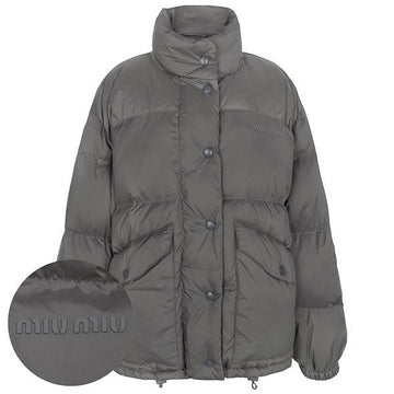 Miu Miu 25FW Steel Grey Pongee Goose Down Jacket ML1110 158A F0276 142548585