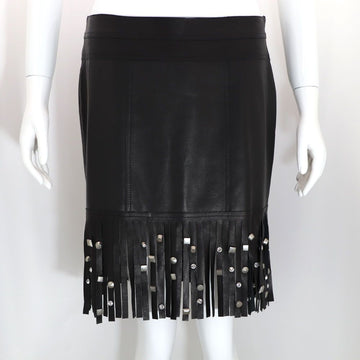 BLUMARINE タッセルディテールサイドジッパーラムレザーサイクリングスカートkk90385594 142561699