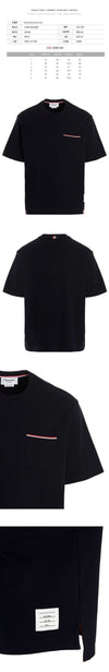 THOM BROWNE Drei Streifen Taschen T-Shirt Navy MJS183A 07323 415 123042502 [P]