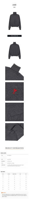 AMI Herz-Logo Chains Stitch Merinowolle Rollkragenpullover 142599913 [P]