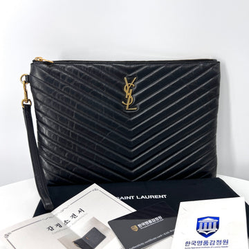 Saint Laurent Matelassé Medium Clutch Bag Black (559193) 142622823