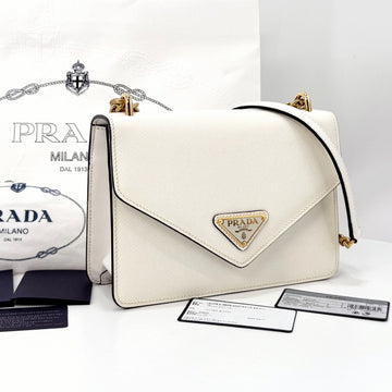 PRADA サピアーノエンベロープチェーンショルダーバッグ＆クロスバッグ ホワイト (1BD200) 142624424