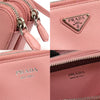 PRADA 1NR015 ピンク サフィアーノ トライアングル ミニ ポーチ 2WAY 142631388 [P]