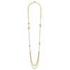 CHANEL Gold Pink CC Crystal Pearl Necklace ABA044 45162072 [P]
