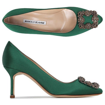 MANOLO BLAHNIK Grüne Hanikishi 70 Satin-Pumps 323 2694 0001 DGRN 72676494