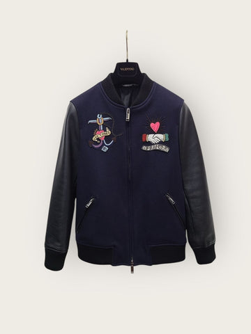 Valentino Navy Signature Bead Patch Blouson 42353414